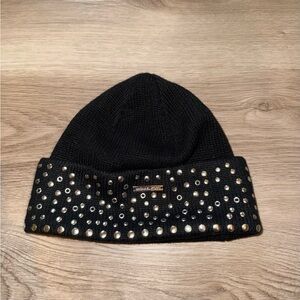 Michael Kors Black Beanie with Metallic Studs